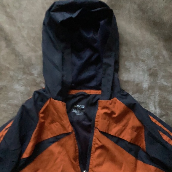 BCG orange & grey windbreaker with hoodie kids  size S(8) - Picture 2 of 6